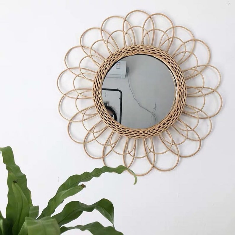 Rattan Mirror Wall Hanging Rattan Mirror Framed Wall Mirror Etsy