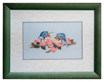 ヴィンテージ風の額入り鳥の刺繍絵 – クロスステッチの壁掛け - Etsy 日本