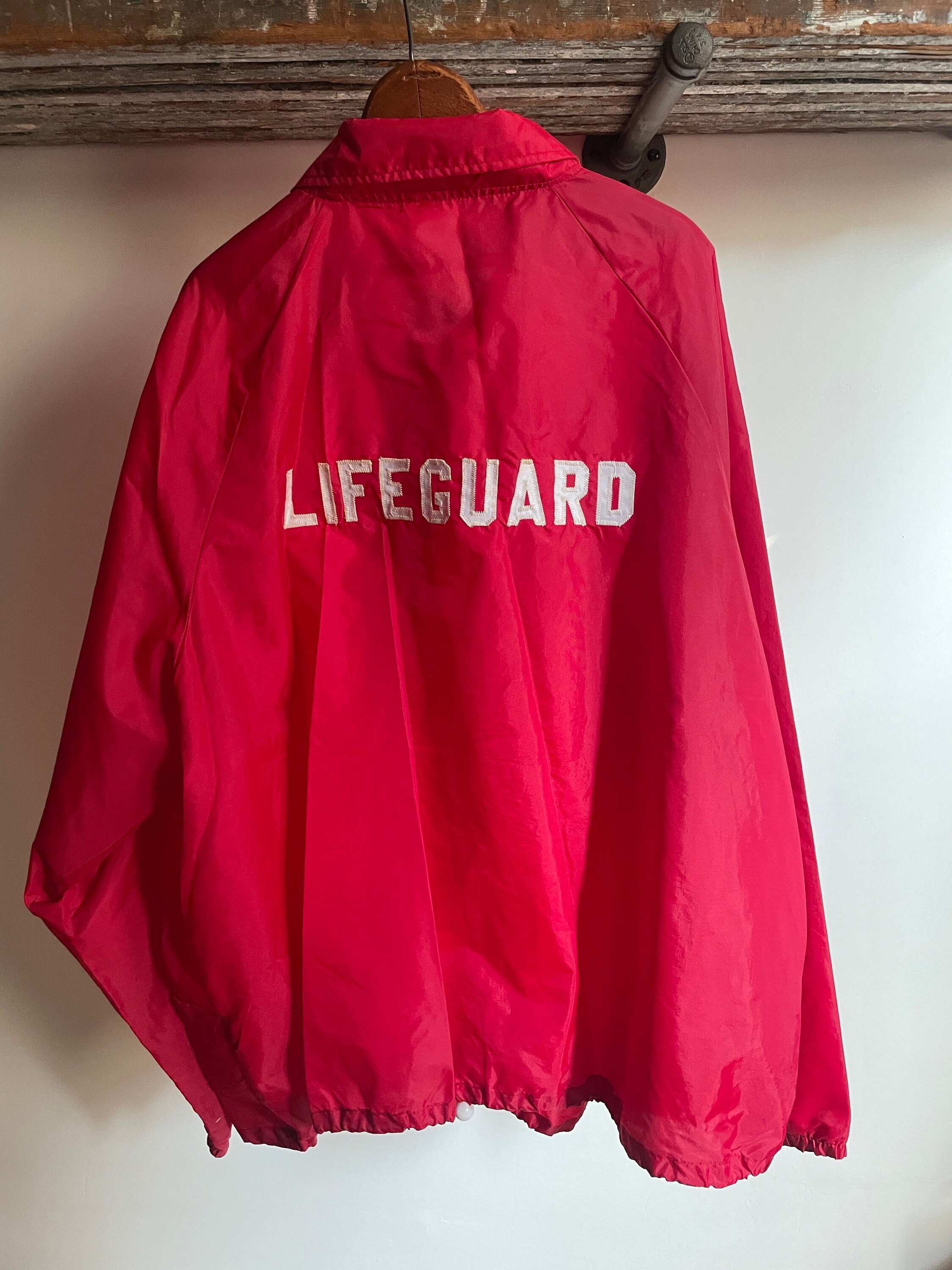 ジャケット・アウター vintage LIFE GUARD satain studium jkt dw Vintage Lifeguard Beach Jacket Embroidered. Size Xxxxl. Made