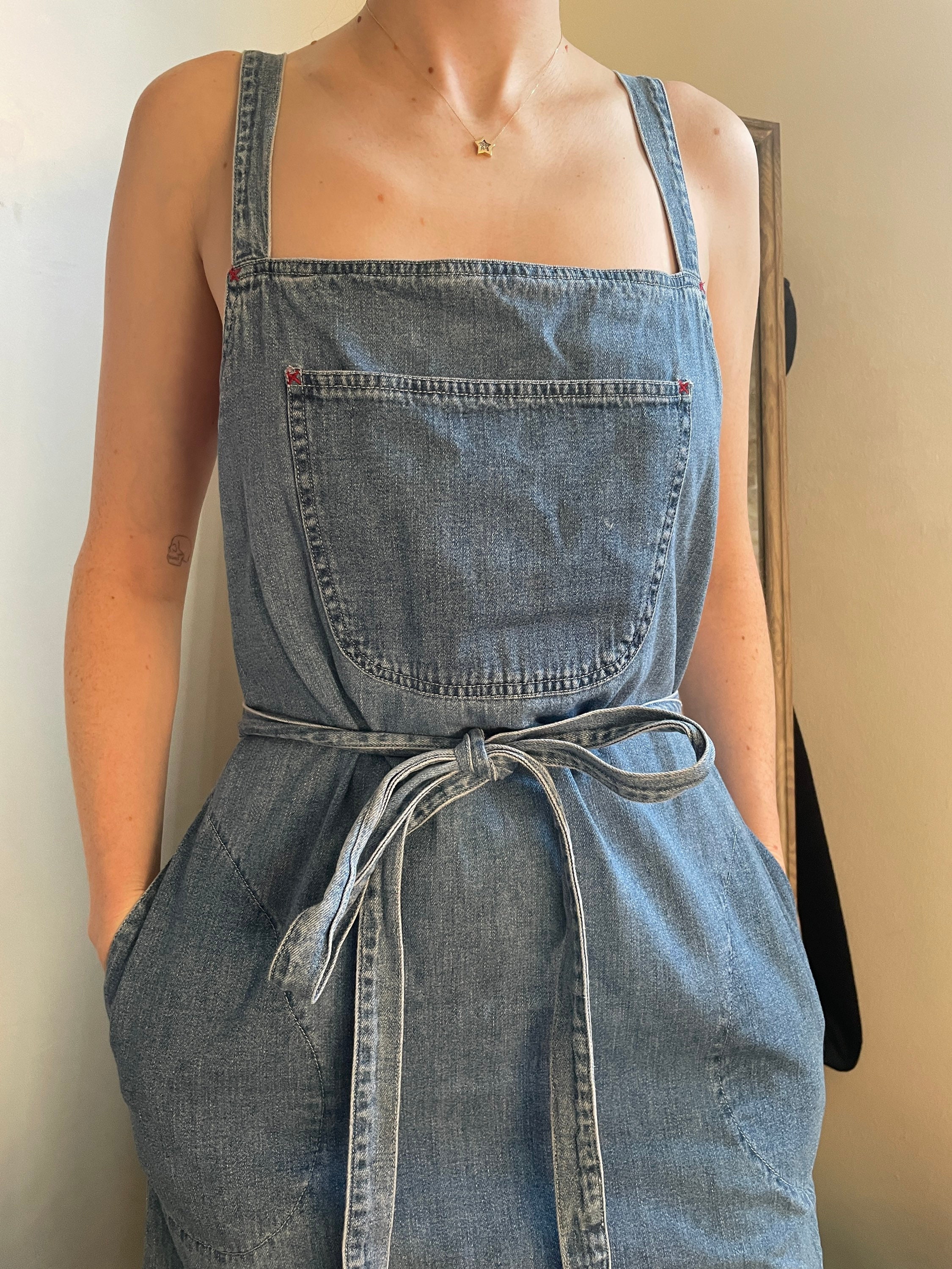 Gap denim cheap apron dress