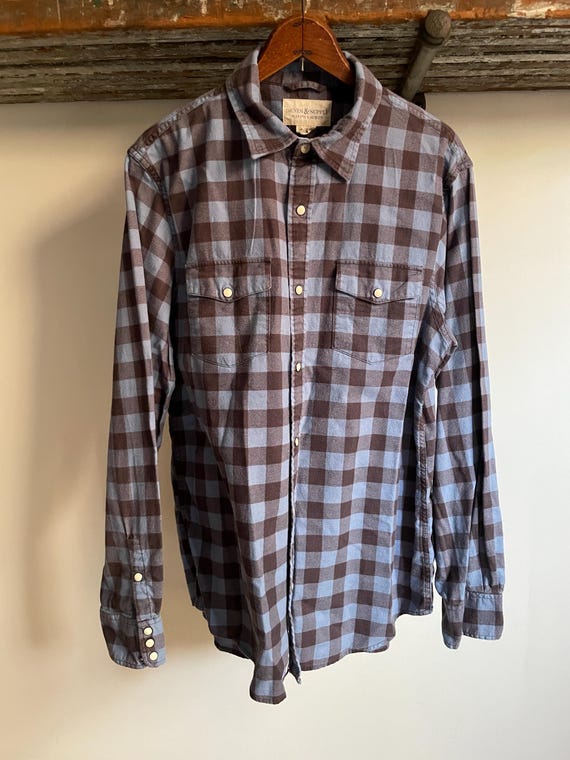 Vintage Ralph Lauren western snap Denim supply co blue check