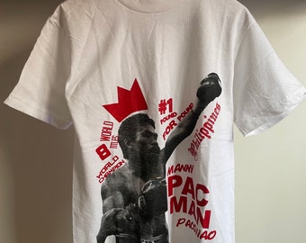 Manny Pacquiao pac man #1 pound for pound Philippines boxing tshirt. Size small. By Alstyle. 100% cotton. 19” armpit to armpit. 26” long