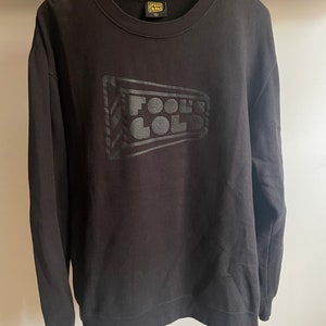 Vintage Fools Gold Records black on black crewneck pullover sweatshirt. Size large. Made in Brooklyn USA. 80/20 cotton poly blend.
