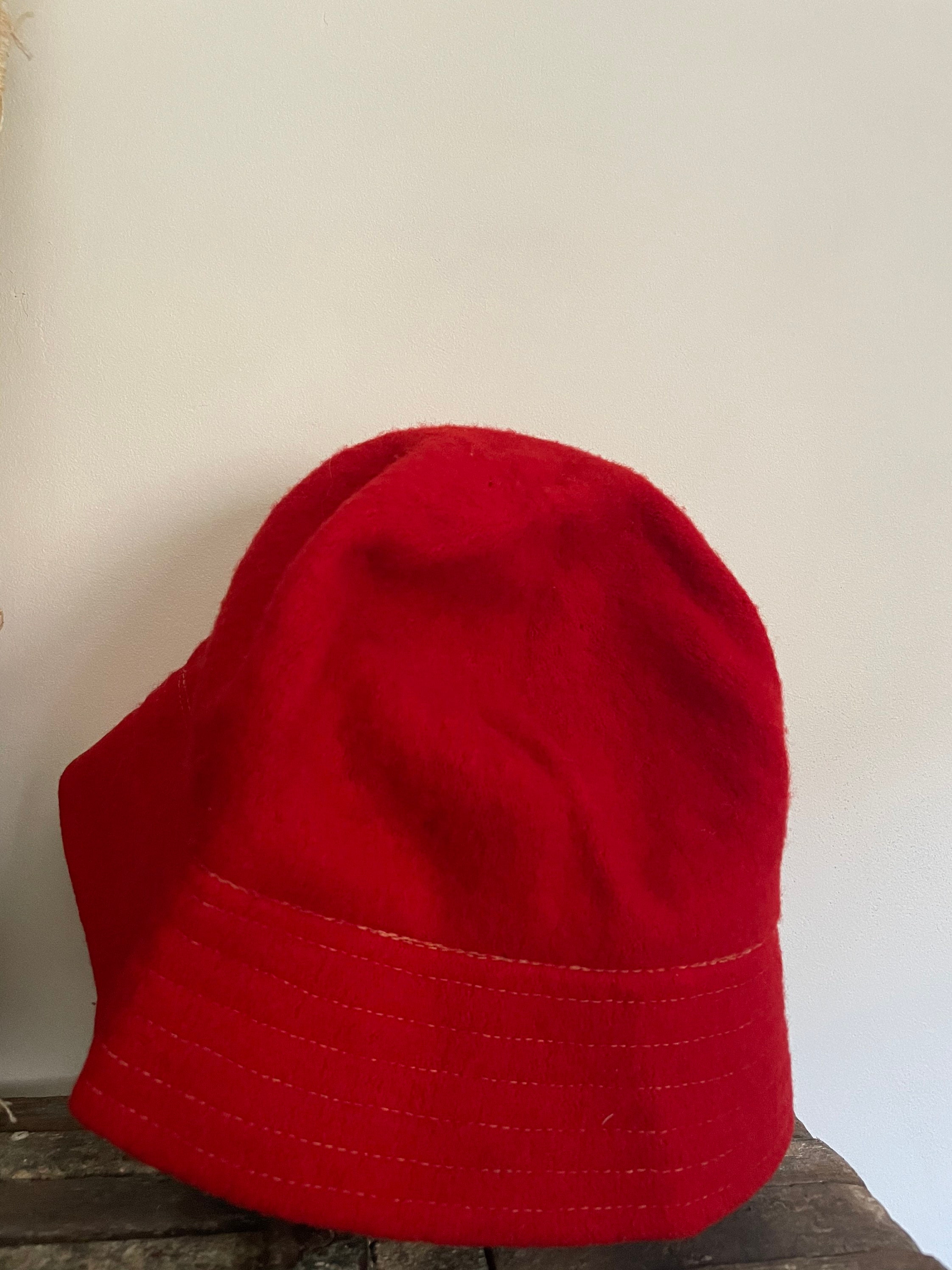 Vintage red wool bucket hat by Madcaps OS | Etsy