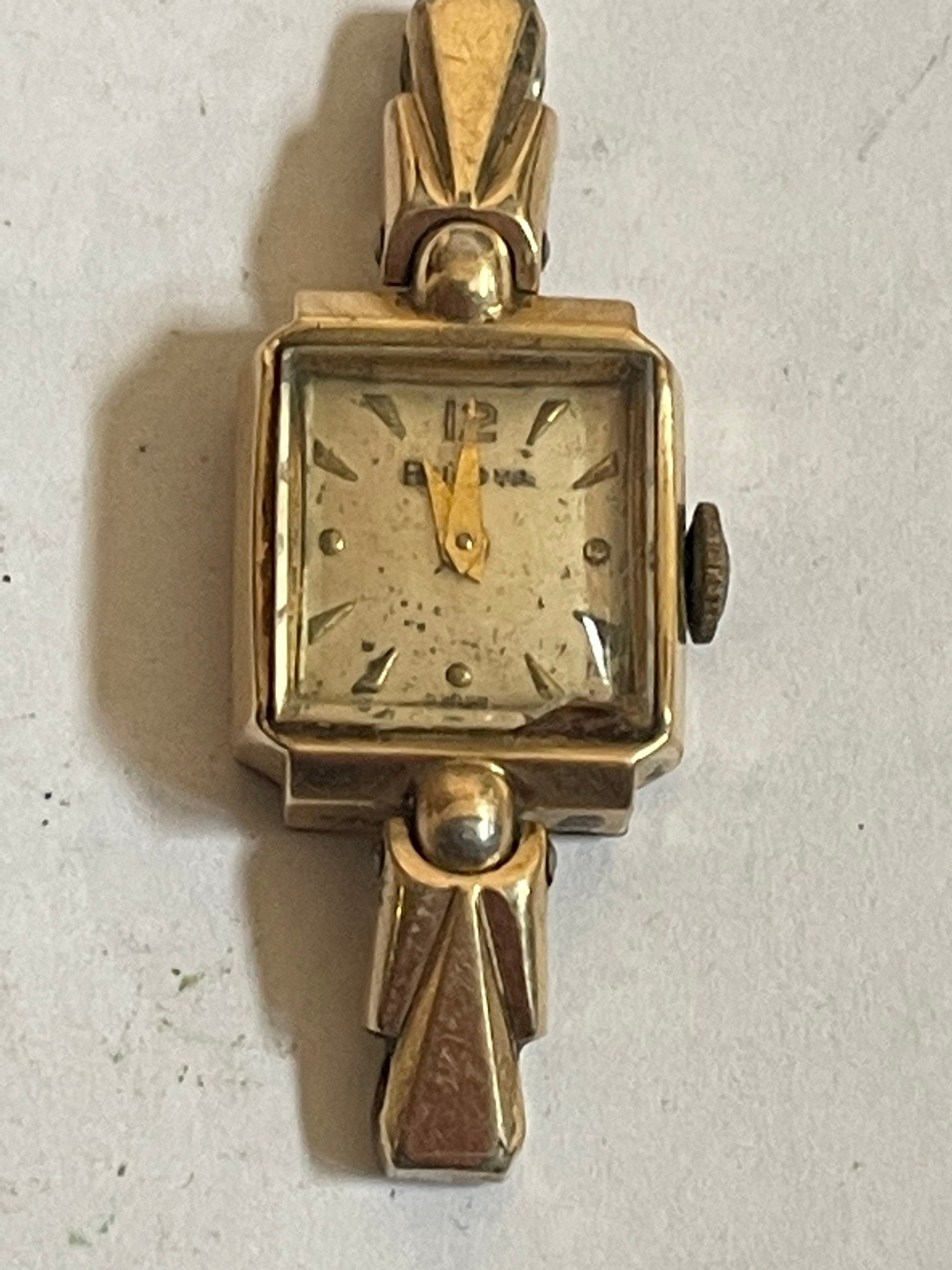 【美品】BULOVA レディース時計　10K ゴールド　ヴィンテージ 腕時計 Bulova Ladies Vintage Two Tone 10K Gold Filled Case Swiss
