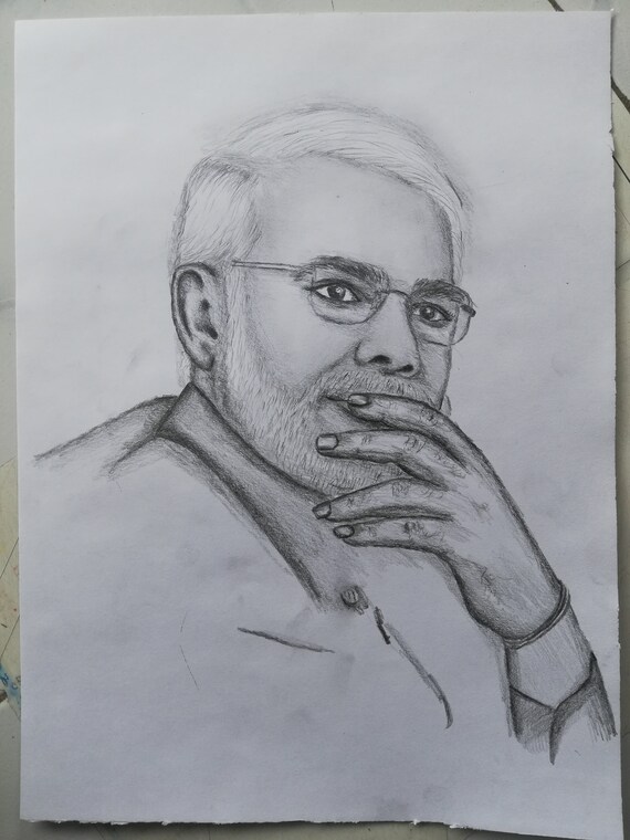 Drawing Of Narendra Modi Prime Minister Of - GranNino