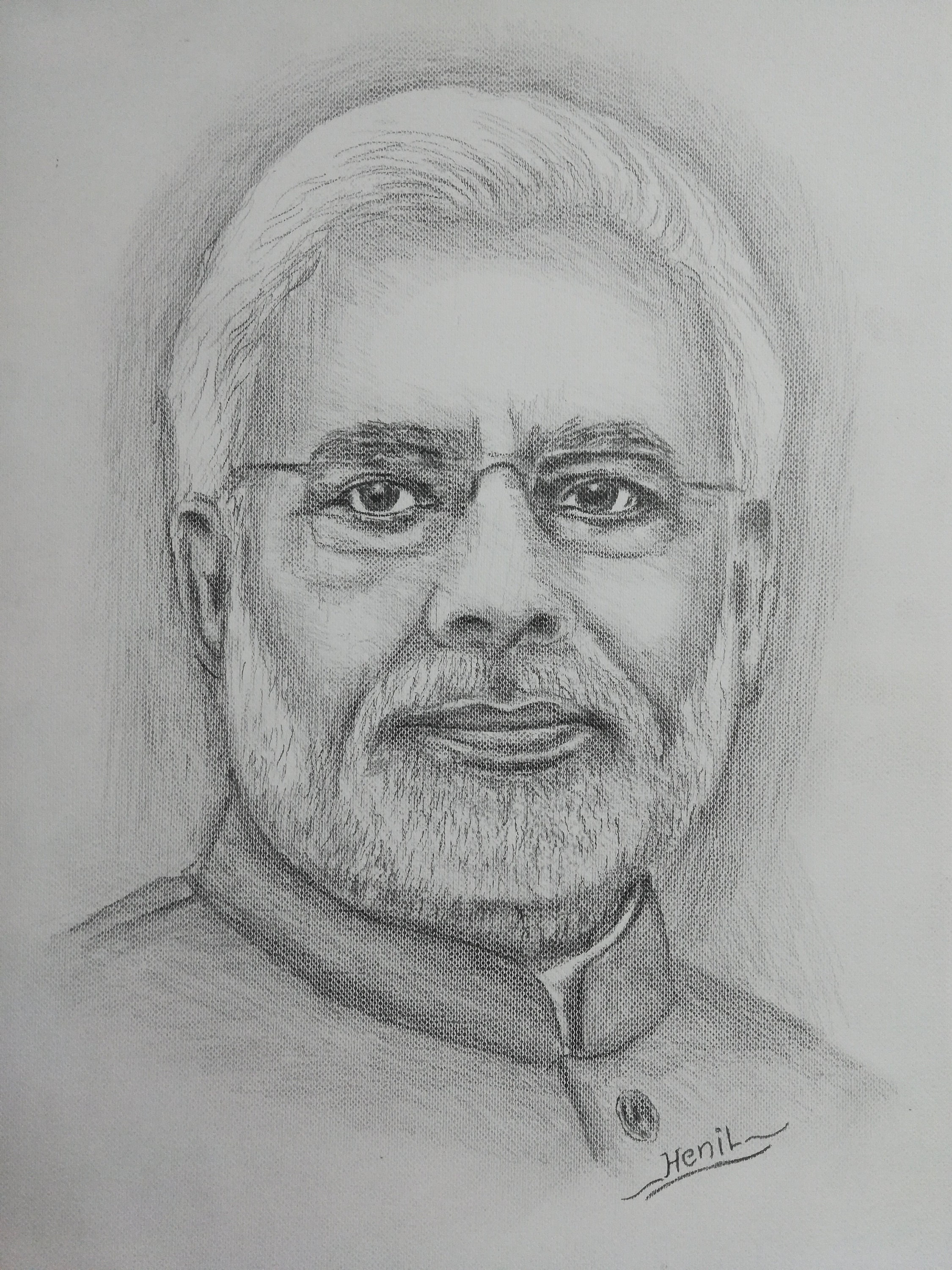 Drawing Of Narendra Modi Prime Minister Of - GranNino