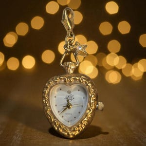 Kirks Folly Gold Heart Charm Watch with Iridescent Crystal Kirks Folly Charm/Watch Bracelet w/ Cherubs, Hearts, Moon  main image 2