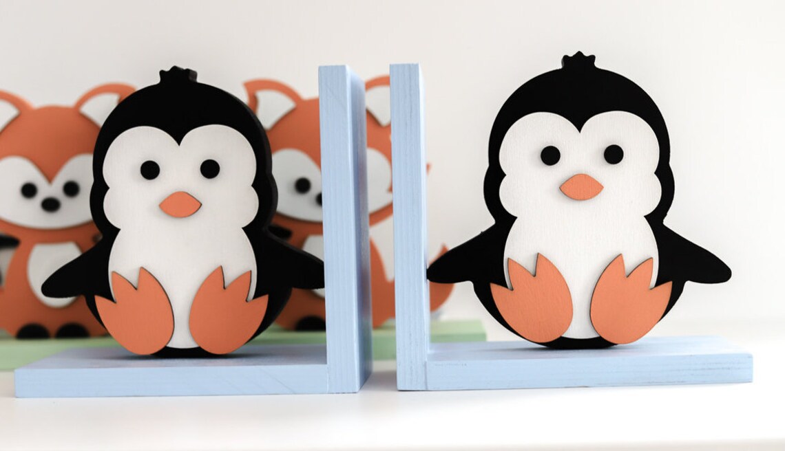 Penguin Bookends/ arctic nursery/arctic decor/Book Etsy