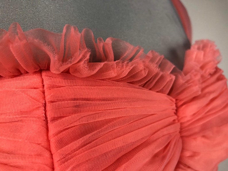 Vintage Coral Sequinned Chiffon Event Gown