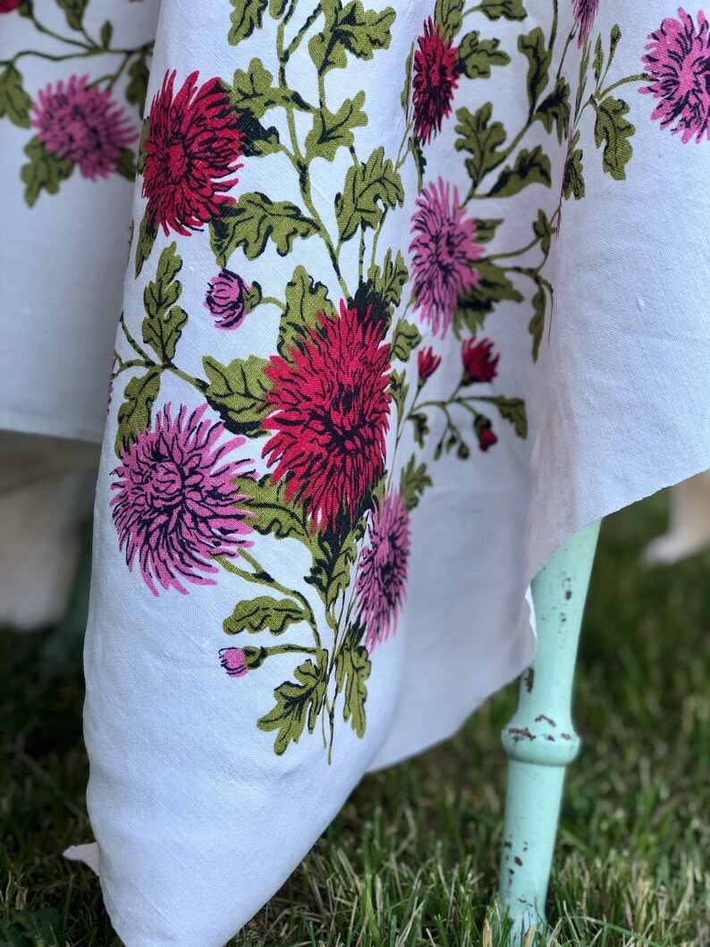Vintage Pink Mums Tablecloth