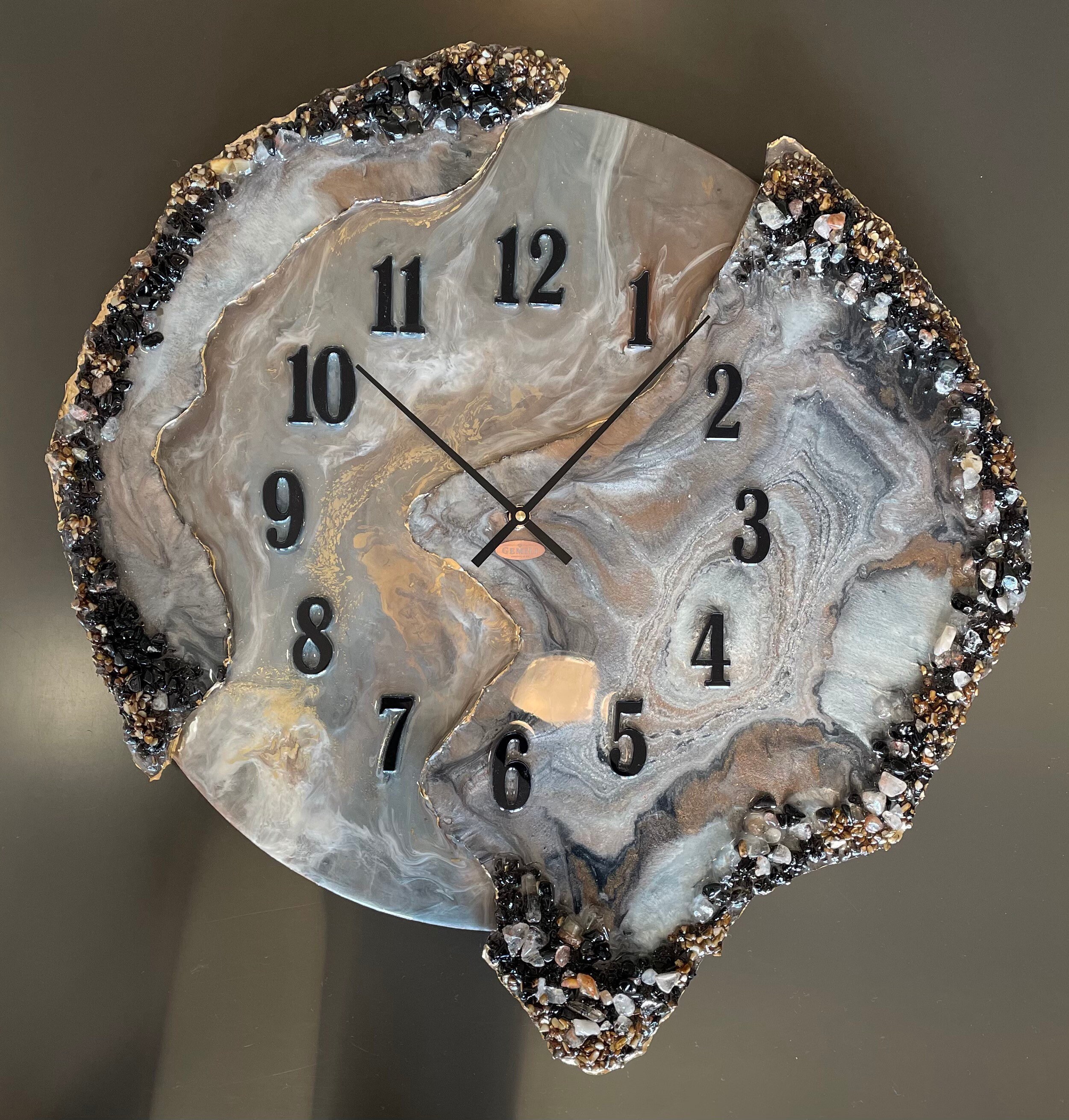 Epoxy clock large wall clock natural stone clock 2022 inch Etsy