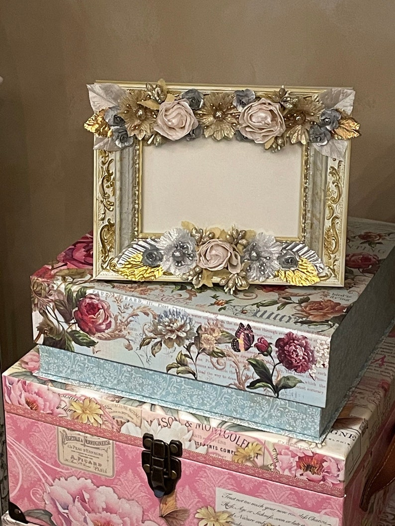 Floral Picture Frame 4 X 6 Hand Embellished une Soirée Etsy