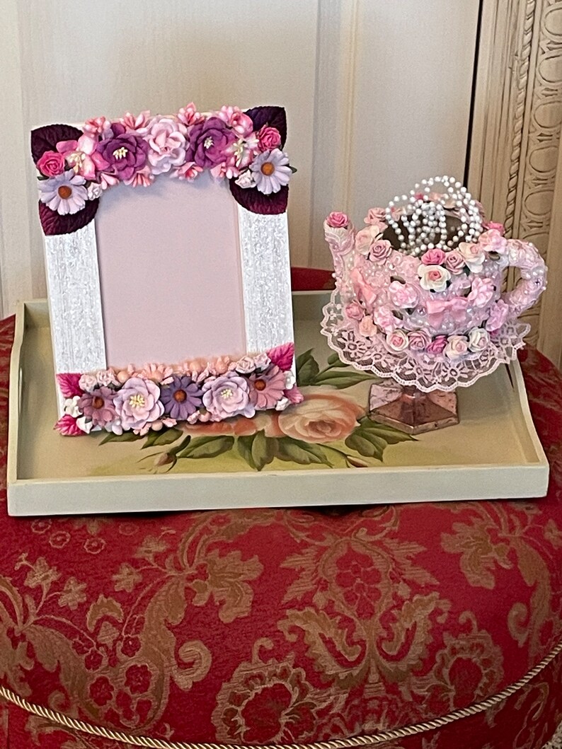 Floral Picture Frame 5 X 7 Hand Embellished my Happy Place Etsy