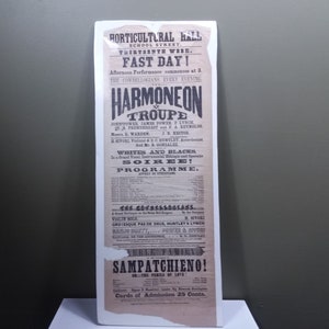 Antique 19th Century Boston Mass. Advertising Entertainment Schedule