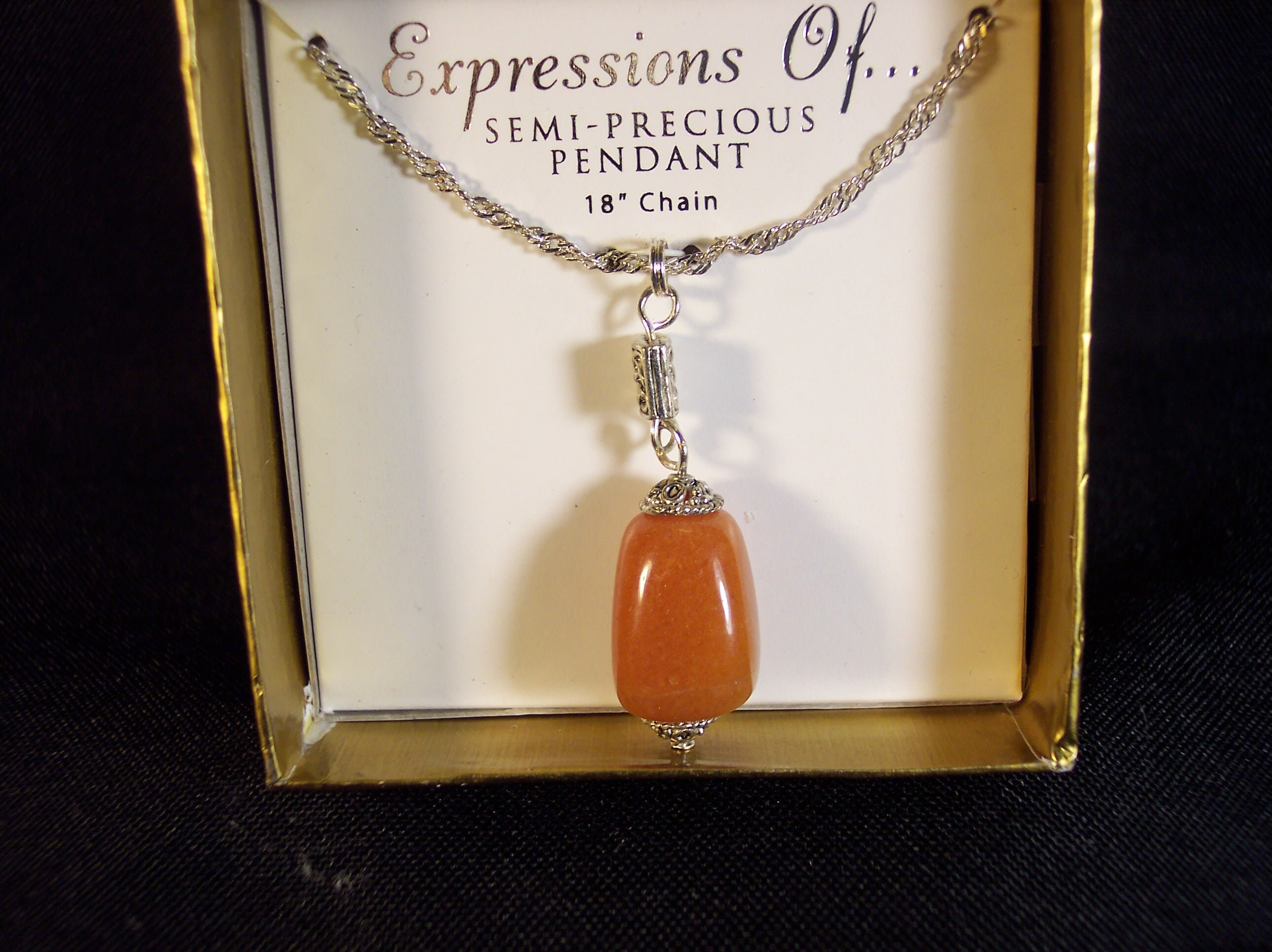 Vintage Semi Precious Stone Pendant Necklace