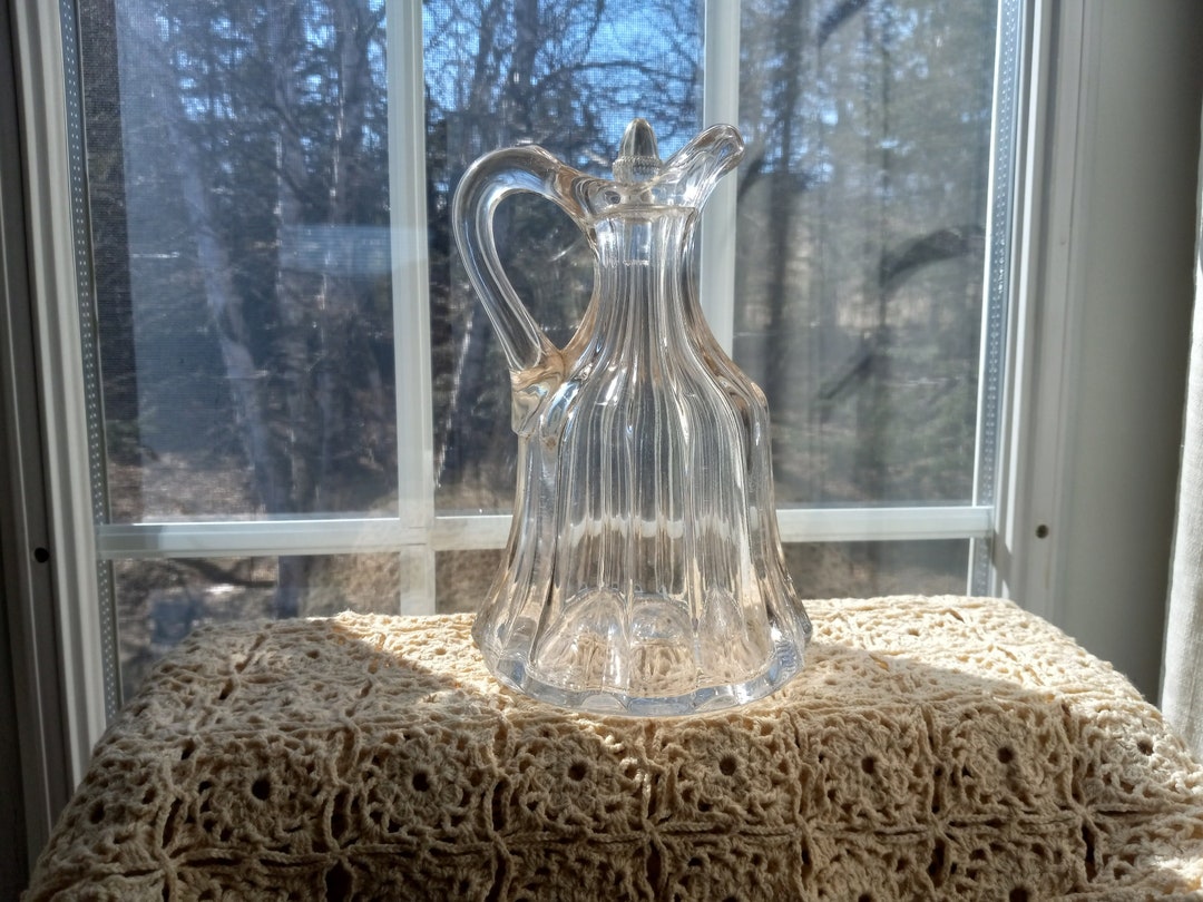Antique 19th Century Pillar Molded Glass Molasses Jug/syrup Pitcher Etsy