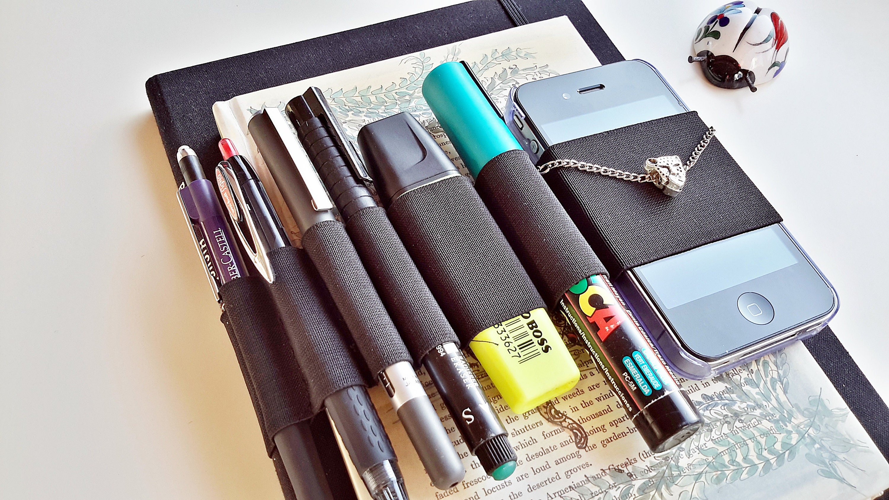 Planner Pen Holder Pen Bandolier Journal Band Book Strap Etsy