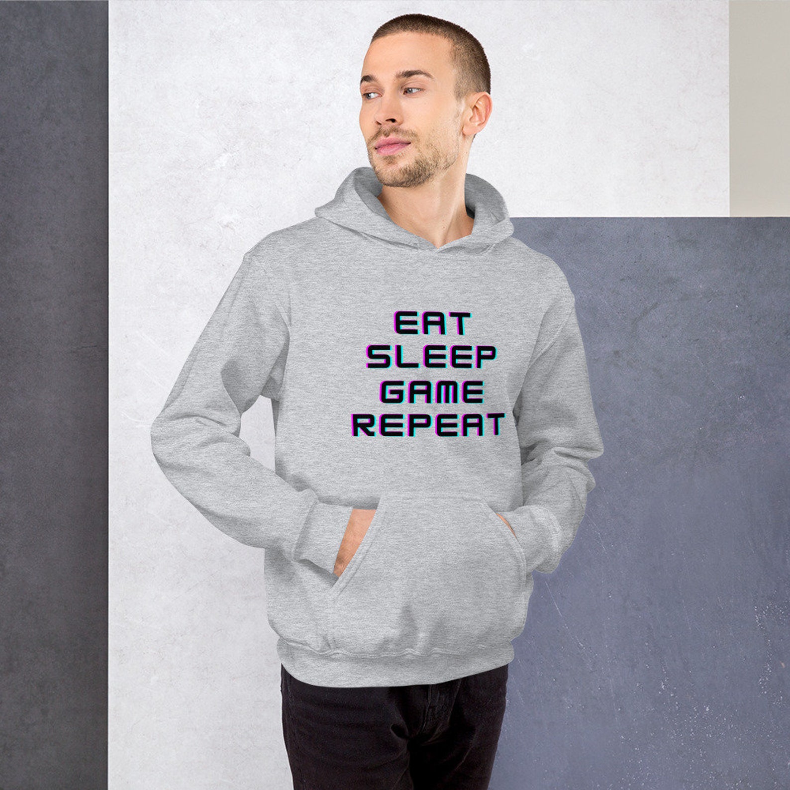 Eat Sleep Game Repeat Unisex Hoodie Etsy