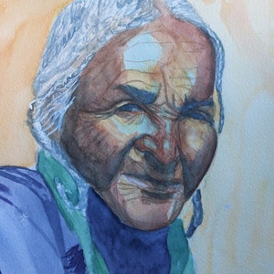 watercolor portrait old woman watercolor