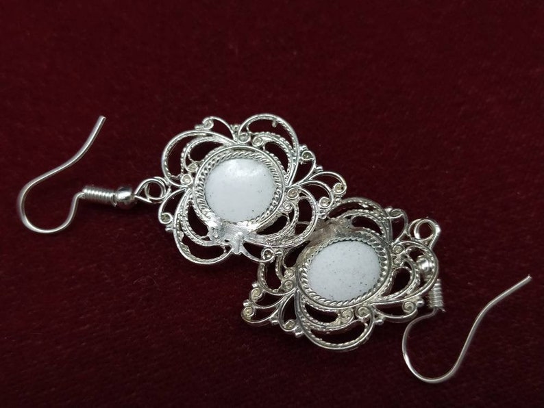cabochon 10x10mm Openwork earrings in filigree way of Russian Rostov Finift Enamel floral pattern 20x20 mm 0.78*0.78 in 0.39*0.39 inches