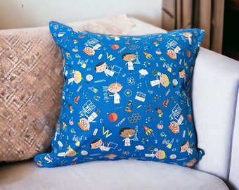 18”x18” Cushion Case 18” Pillow Sham Cover Zipper Slip Pillowcase Boy Baby Kids Science Geeky Nerdy Present Gift