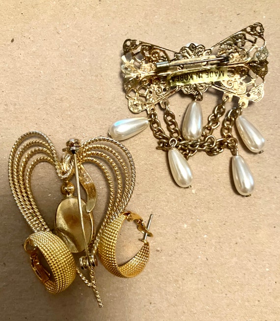 Two Brooches And One Pair Of Hooped Earrings - image 2
