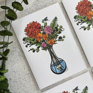 Floral Greeting Card Set with Envelope, Science Note Card, Blank Greeting Card , Women in Science Note Card, Floral Folded Note Card