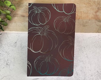 Quaderno di zucca foderato, Taccuino di lamina di zucca, Taccuino layflat autunnale, Quaderno autunnale, Cancelleria autunnale, Regalo di zucca, Quaderno scolastico