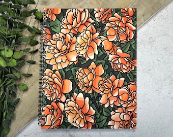 Drift Rose Notebook, Flower Spiral Notebook, Lined Notebook, Peach Colored Notebook, Pretty Journal, Blank Notebook, Floral Spiral Notebook