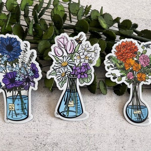Science Magnet, STEM Magnet, Floral Magnet, Bouquet Magnet, Scientist Locker Magnet, Refrigerator Magnet