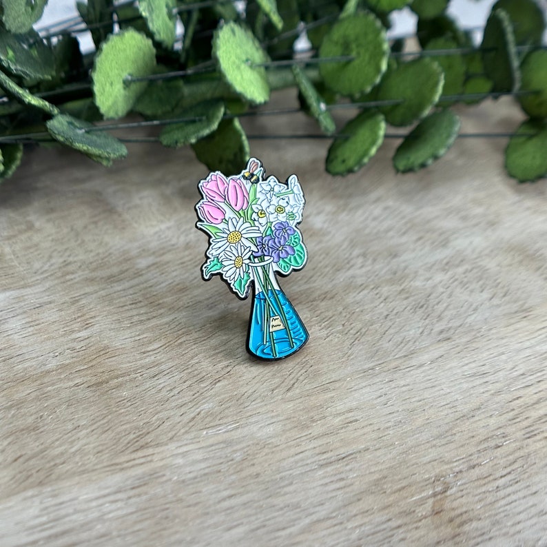 Science Enamel Pin, Chemistry Pin, Floral Enamel Pin, STEM Pin, Backpack Pin, Science Gift, Lab Gift, Women in Science image 2
