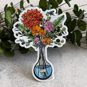 Science Magnet, STEM Magnet, Floral Magnet, Bouquet Magnet, Scientist Locker Magnet, Refrigerator Magnet