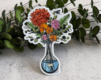 Science Flask Floral Magnet, STEM Locker Decor