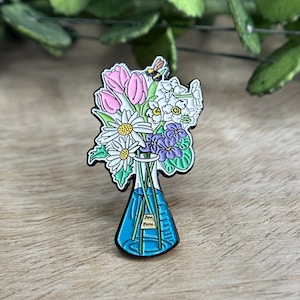 Science Enamel Pin, Chemistry Pin, Floral Enamel Pin, STEM Pin, Backpack Pin, Science Gift, Lab Gift, Women in Science image 1