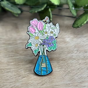 Science Enamel Pin, Chemistry Pin, Floral Enamel Pin, STEM Pin, Backpack Pin, Science Gift, Lab Gift, Women in Science