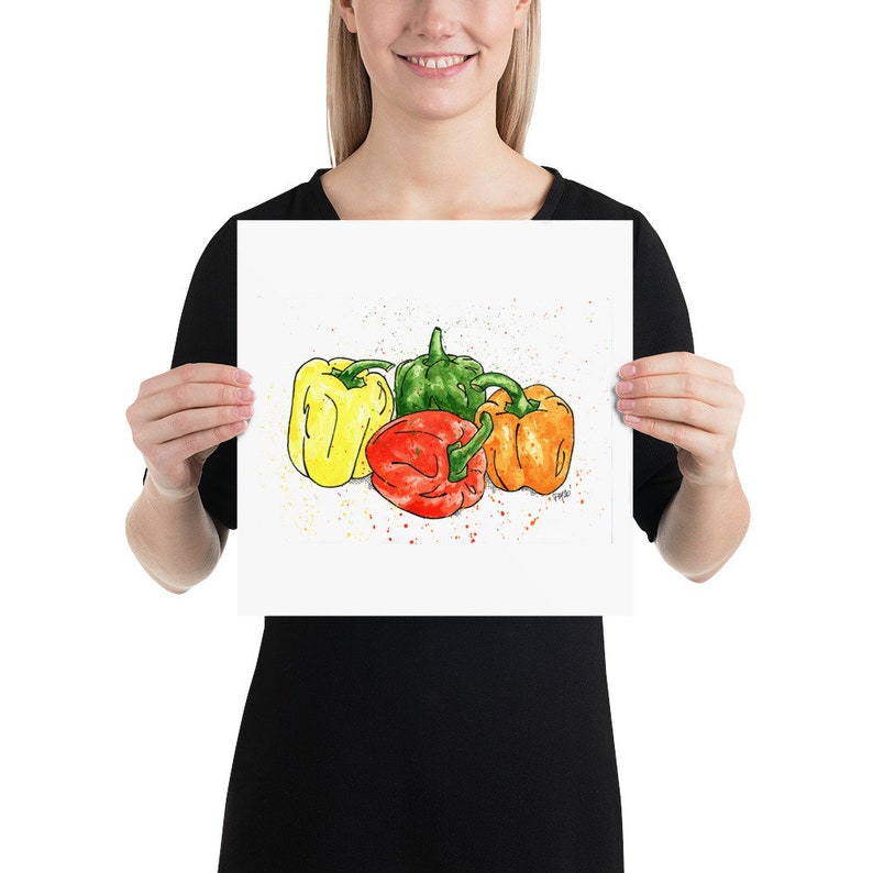 Vegetable Wall Art Garden Art Veggie Watercolor Print Kitchen Art Bell Pepper Watercolor Print Colorful Bell Pepper Watercolor Painting