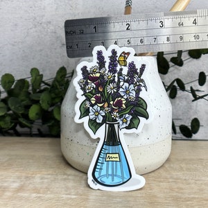 Lab Sticker, STEM Sticker, Flower Decal, Botanist Sticker, Science Sticker, Women in Science Sticker, Water Bottle Decal, Science Gift image 2
