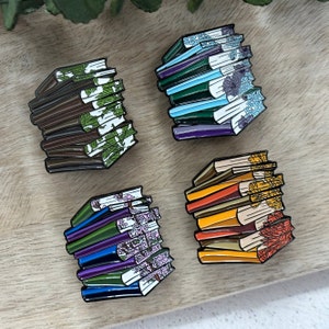 Book Enamel Pin Set, Book Lovers Gift, Reading Enamel Pin, Readers Gift, Teacher Gift, Pretty Enamel Pins, Floral Pins