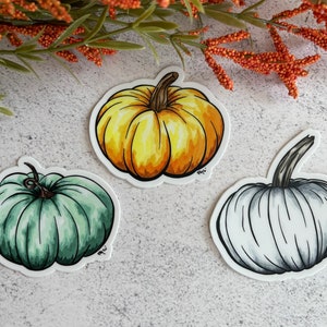 Fall Vinyl Sticker Set, Pumpkin Sticker Set, Watercolor Stickers, Halloween Sticker Set, Water Bottle & Laptop Decal