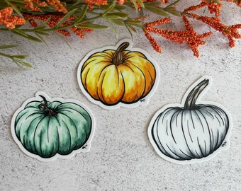 Fall Vinyl Sticker Set, Pumpkin Sticker Set, Watercolor Stickers, Halloween Sticker Set, Water Bottle & Laptop Decal