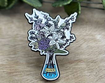 Chemistry Pin, Chemistry Gift, Scientist Gift, Science Lab, Floral Pin, Science Teacher Gift, STEM Gift, Botany Gift, Science Professor Gift