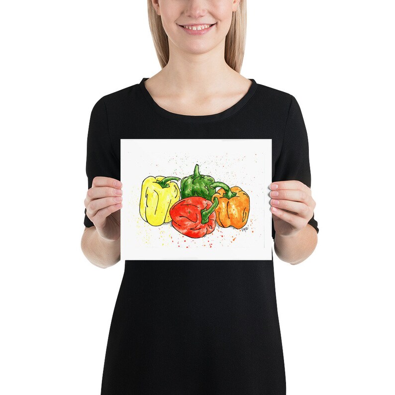 Vegetable Wall Art Garden Art Veggie Watercolor Print Kitchen Art Bell Pepper Watercolor Print Colorful Bell Pepper Watercolor Painting