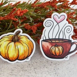 Fall Vinyl Sticker Set, Pumpkin Spice Lover Sticker Set, PSL Sticker, Watercolor Stickers, Water Bottle & Laptop Decal