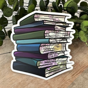 Juwel getönten Buchmagnet, Blumenmagnet, Lesergeschenk, Buchliebhabermagnet, Stapel Büchermagnet, Buchliebhabergeschenk, Lesergeschenk