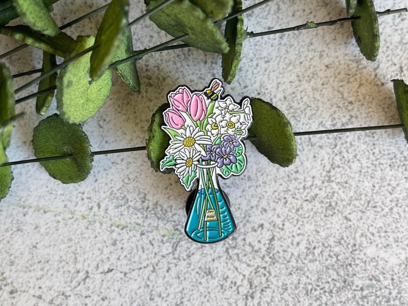 Science Enamel Pin, Chemistry Pin, Floral Enamel Pin, STEM Pin, Backpack Pin, Science Gift, Lab Gift, Women in Science image 4