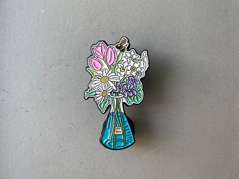 Science Enamel Pin, Chemistry Pin, Floral Enamel Pin, STEM Pin, Backpack Pin, Science Gift, Lab Gift, Women in Science image 3