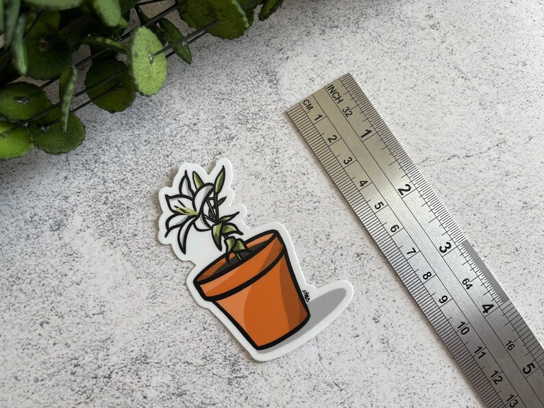 Lily Sticker Floral Sticker Houseplant Decal Potted Plant Sticker Water