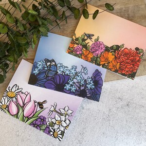 Ensemble de cartes de vœux florales avec enveloppes, ensemble de cartes de vœux vierges, cartes de notes de fleurs, cartes de notes pliées florales