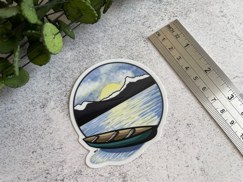 Lake Shape Sticker Mountain Lake Canoeing Sticker, Waterproof Vinyl Decal - Etsy